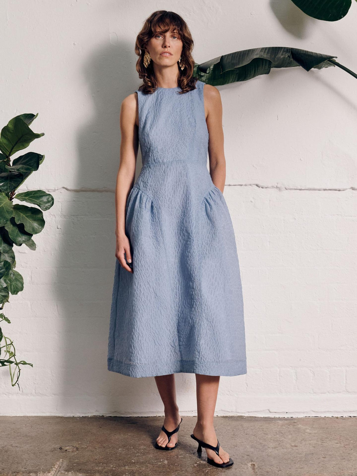 Vivere Womens Pippa Bow Back Regular Fit Midi Dress - Light Blue - Size 18