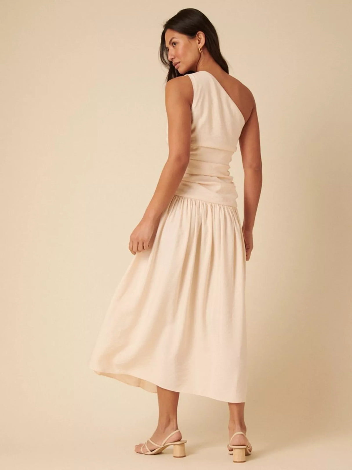 Nobody's Child Trent Womens Viscose One Shoulder Midi Dress White - Size 12