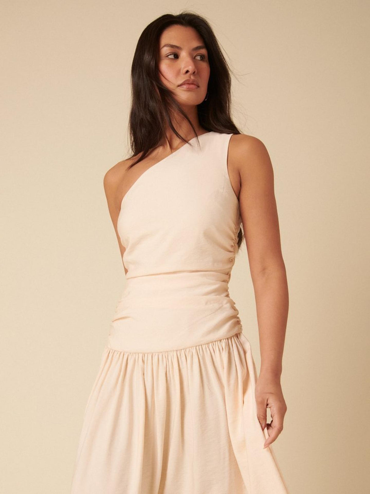 Nobody's Child Trent Womens Viscose One Shoulder Midi Dress White - Size 12