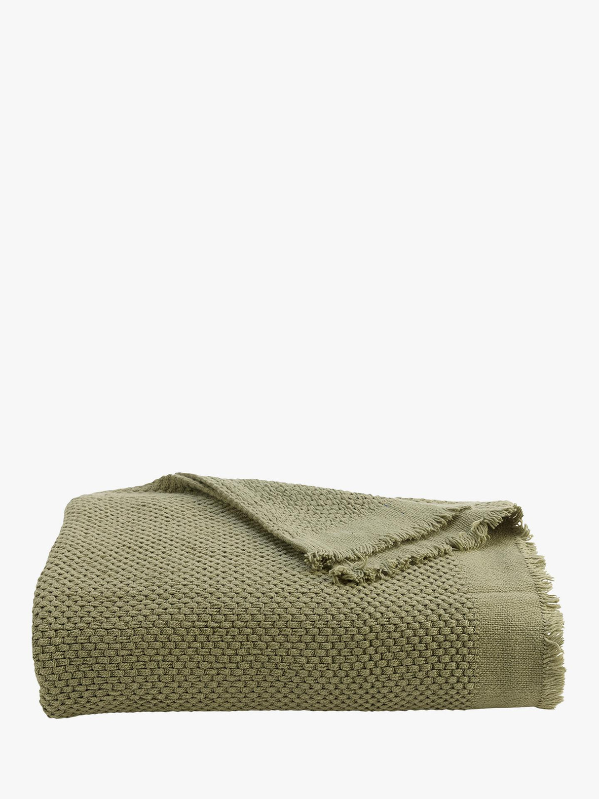 Christy Madeira Textured Soft Cotton Throw - Forest - W140 x D180cm
