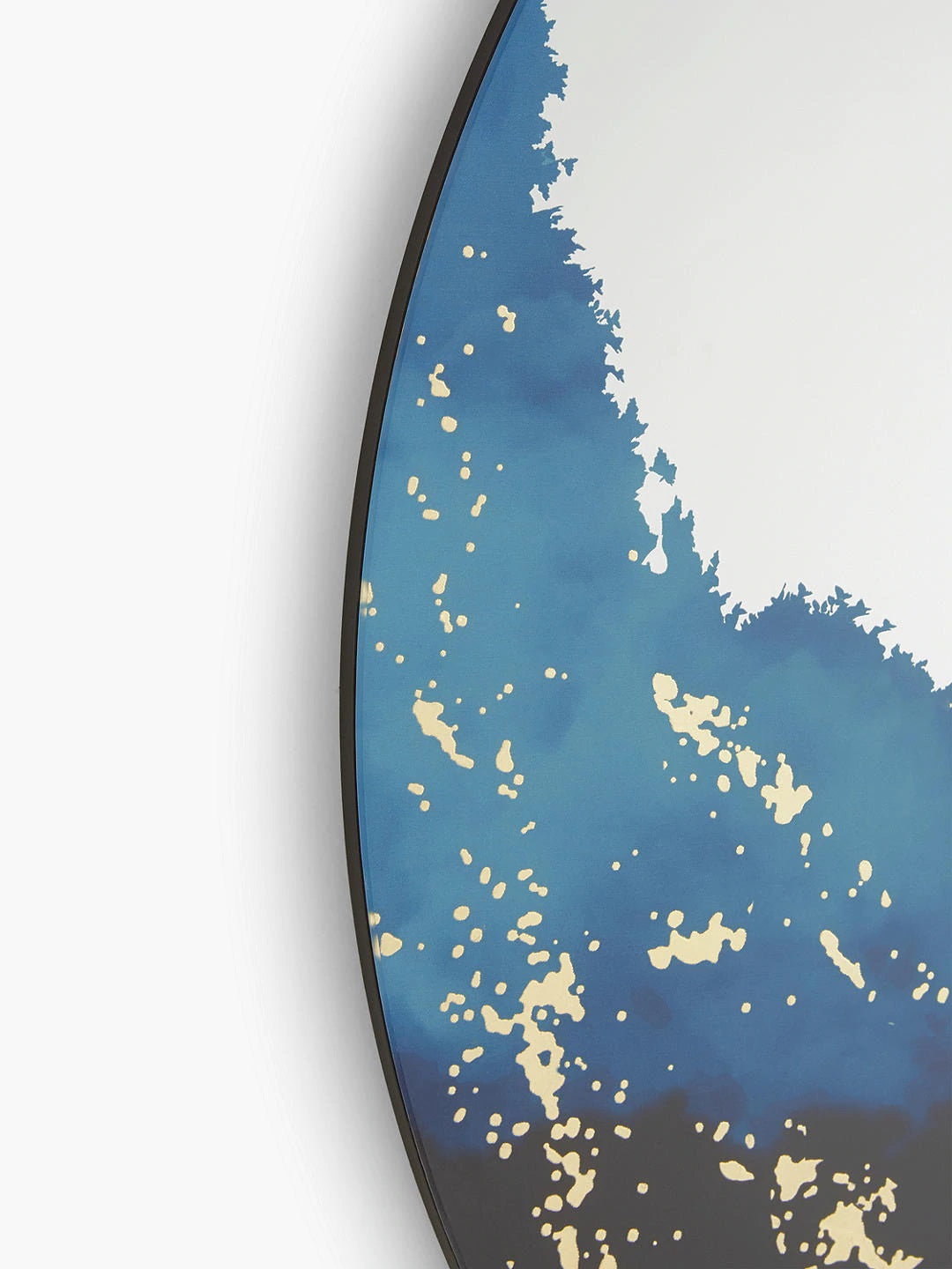 John Lewis & Partners Decorative 80cm Round Abstract Art Wall Mirror - Blue