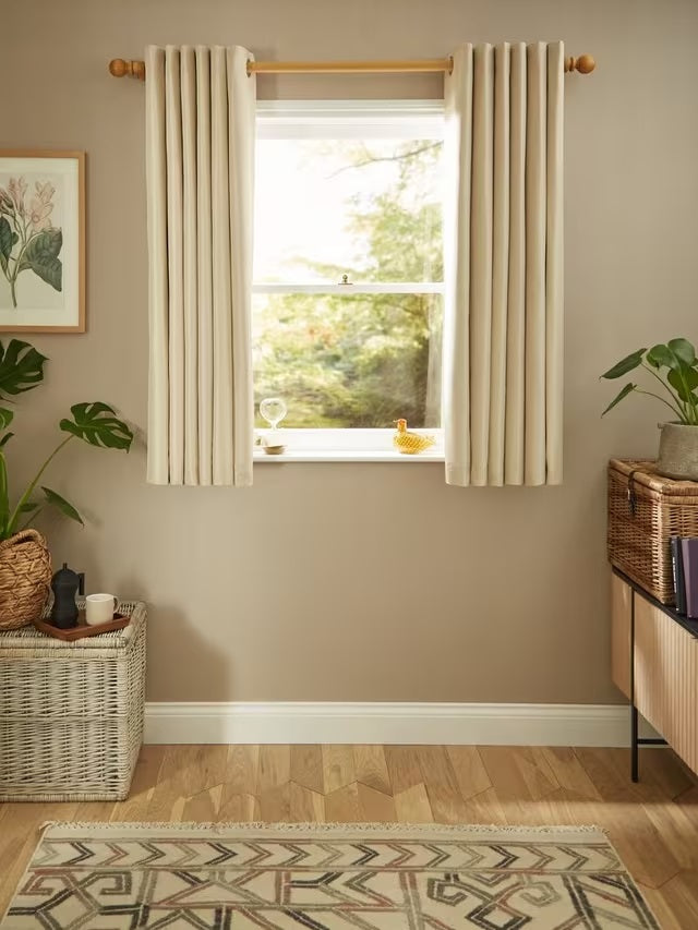 John Lewis Faux Silk Slub Blackout Eyelet Curtains W228 x D137cm - Champagne