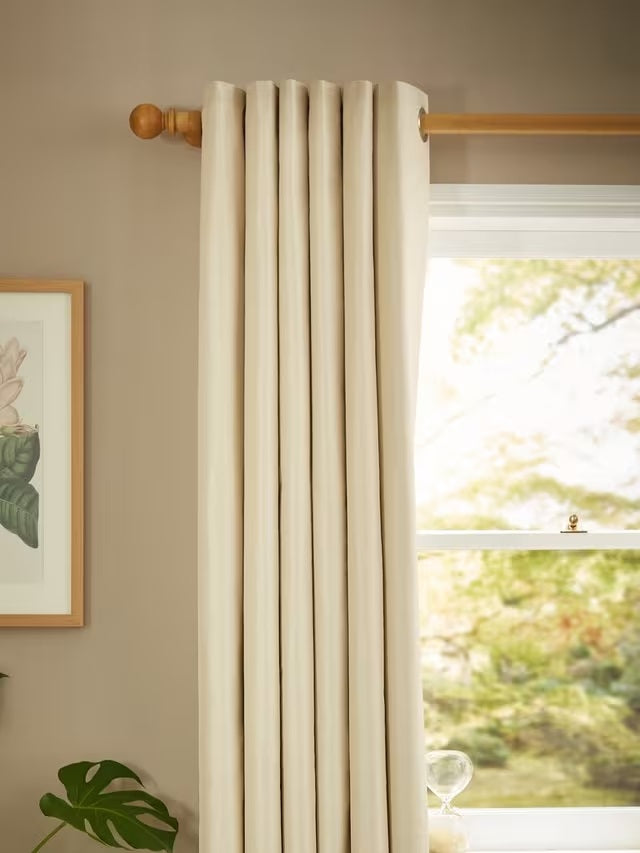 John Lewis Faux Silk Slub Blackout Eyelet Curtains W228 x D137cm - Champagne