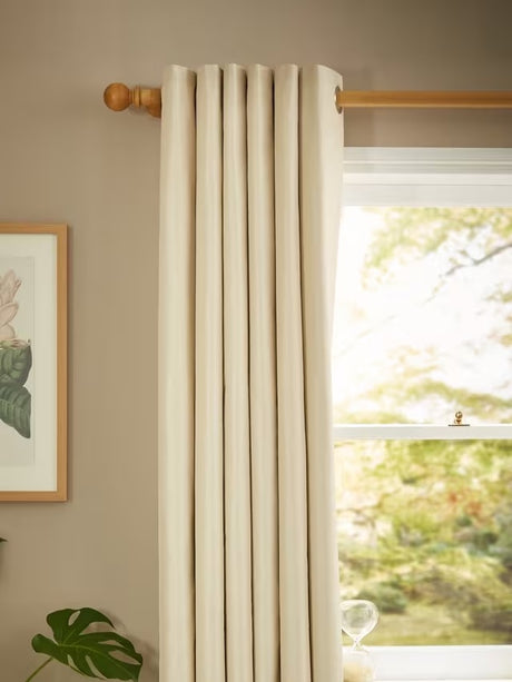 John Lewis Faux Silk Slub Blackout Eyelet Curtains W228 x D137cm - Champagne