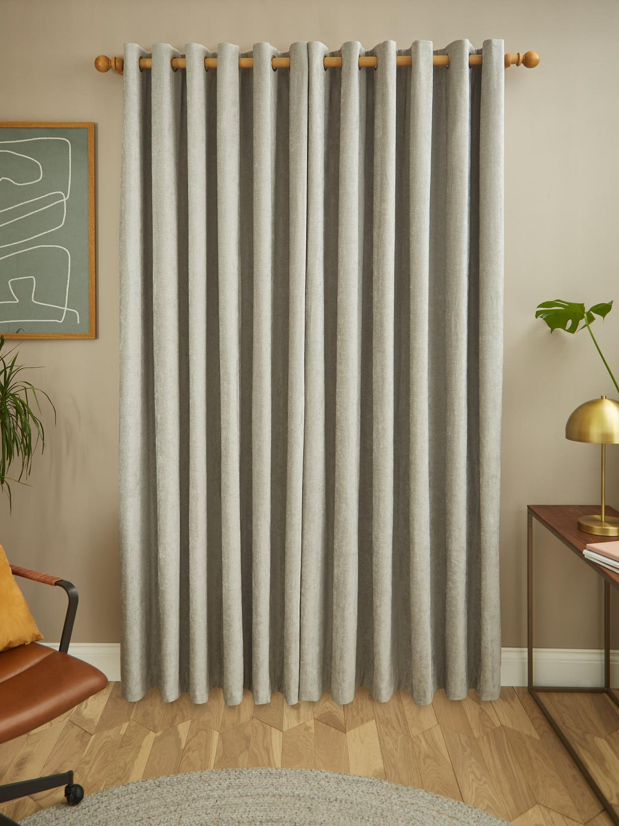 John Lewis Chenille Pair Blackout/Thermal Lined Eyelet Curtains W228 x 182cm