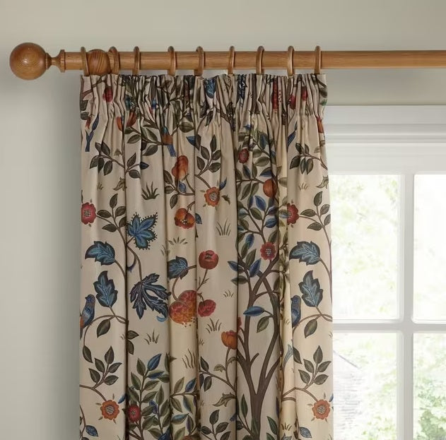 Morris & Co. Kelmscott Tree Pair Lined Pencil Pleat Curtains W167xDrop 274cm - Kazoop