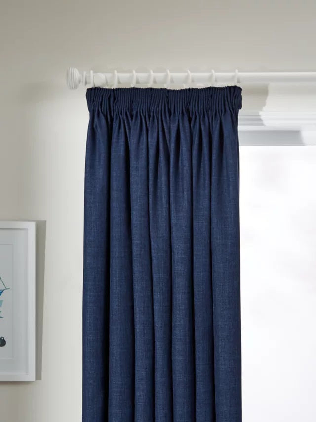John Lewis Textured Blackout/Thermal Pencil Pleat Curtains 228x274cm - Navy