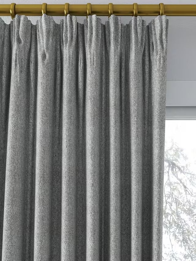 John Lewis Herringbone Weave Lined Pencil Pleat Curtains W167 x D137cm Slate
