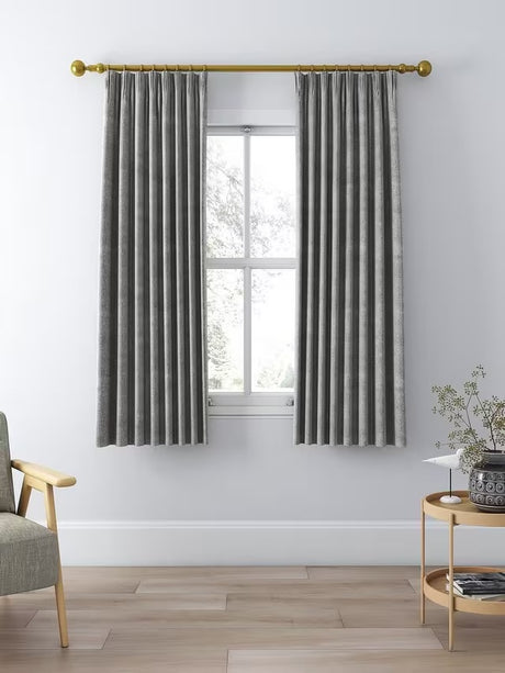 John Lewis Herringbone Weave Lined Pencil Pleat Curtains W167 x D137cm Slate