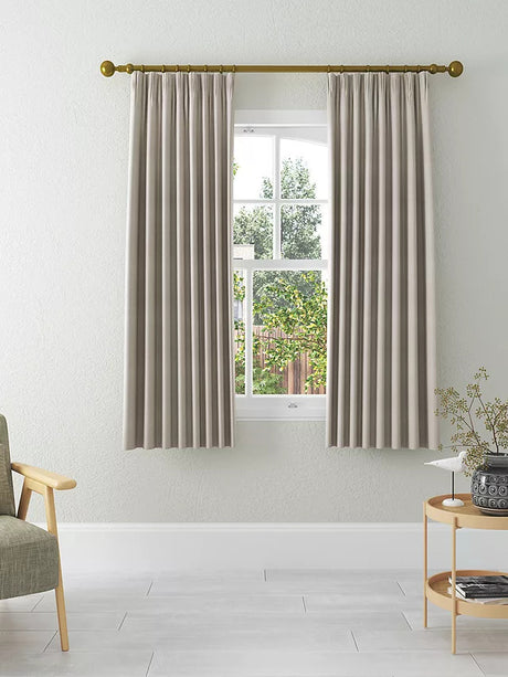 John Lewis Herringbone Pair Lined Pencil Pleat Curtains W228 x D182cm - Mole - Kazoop