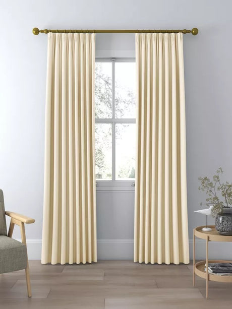John Lewis Textured Weave Polyester Pair Curtains W228 x Drop 228cm - Cream - Kazoop