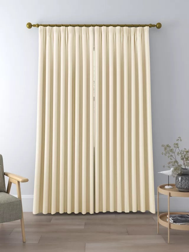 John Lewis Textured Weave Polyester Pair Curtains W228 x Drop 228cm - Cream - Kazoop