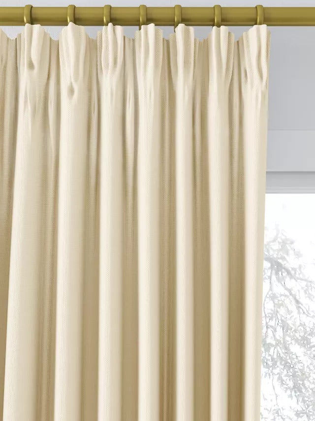 John Lewis Textured Weave Polyester Pair Curtains W228 x Drop 228cm - Cream - Kazoop
