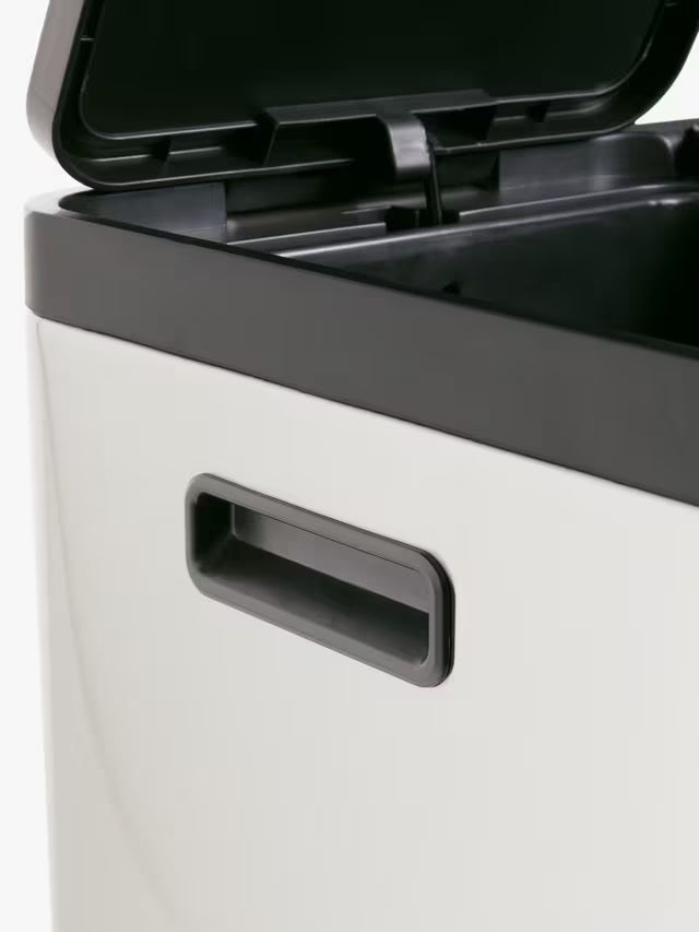 John Lewis 2 Section 60L Recycling Pedal Bin with Handles - Stainless Steel - Kazoop
