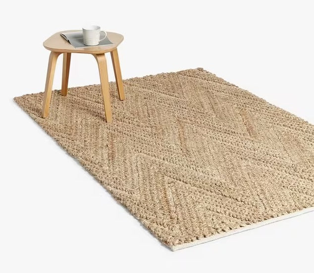 John Lewis Chevron Knot Textured Rectangular Jute Rug L150 x W90cm - Neutral