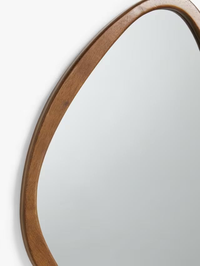 John Lewis Mid Century Decorative Oval Wood Wall Mirror 71 x 47cm - Walnut