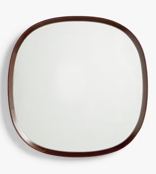 John Lewis Mid Century Retro Square Wood Wall Mirror 65 x 65cm - Walnut