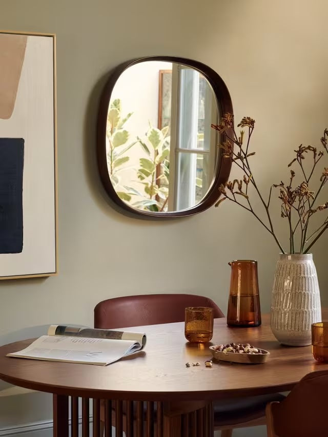 John Lewis Mid Century Retro Square Wood Wall Mirror 65 x 65cm - Walnut
