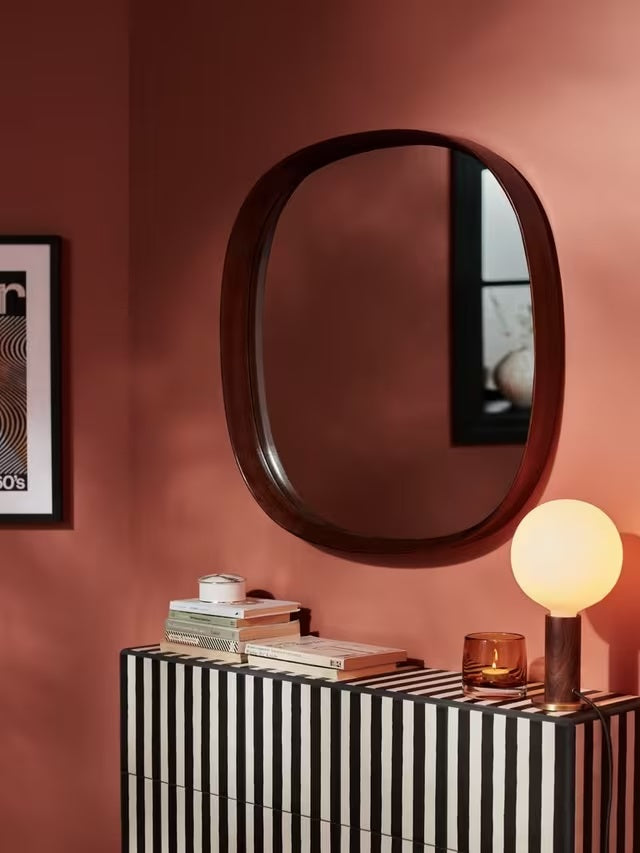 John Lewis Mid Century Retro Square Wood Wall Mirror 65 x 65cm - Walnut
