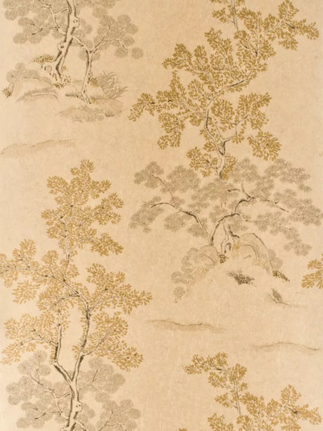 GP & J Baker Chinese Oriental Cherry Tree Wallpaper BW45001.4 - Taupe/Gold - Kazoop