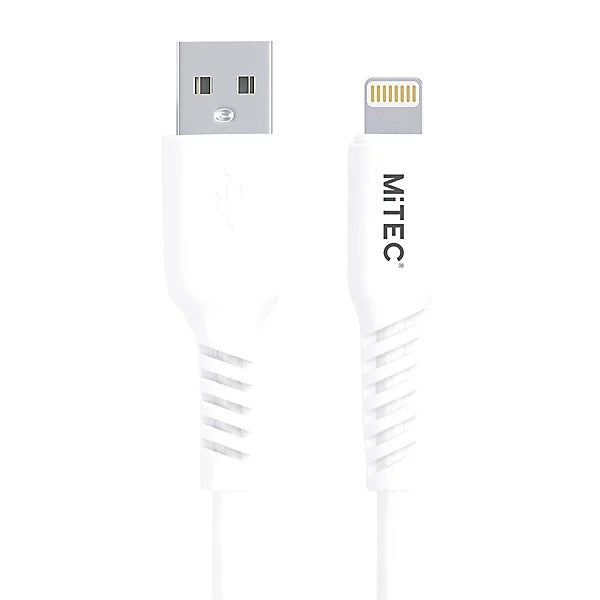 MiTEC USB-A to Apple Non-biodegradable iPhone Charging Cable 1m - White