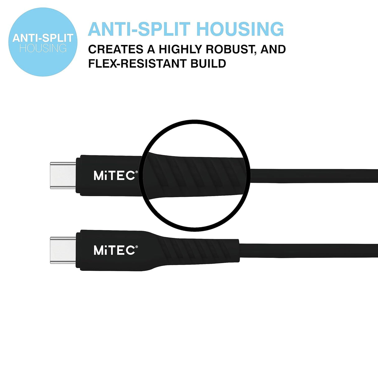 MiTEC Genuine USB-C To USB-C Non-Biodegradable Charging Cable 1m - Black