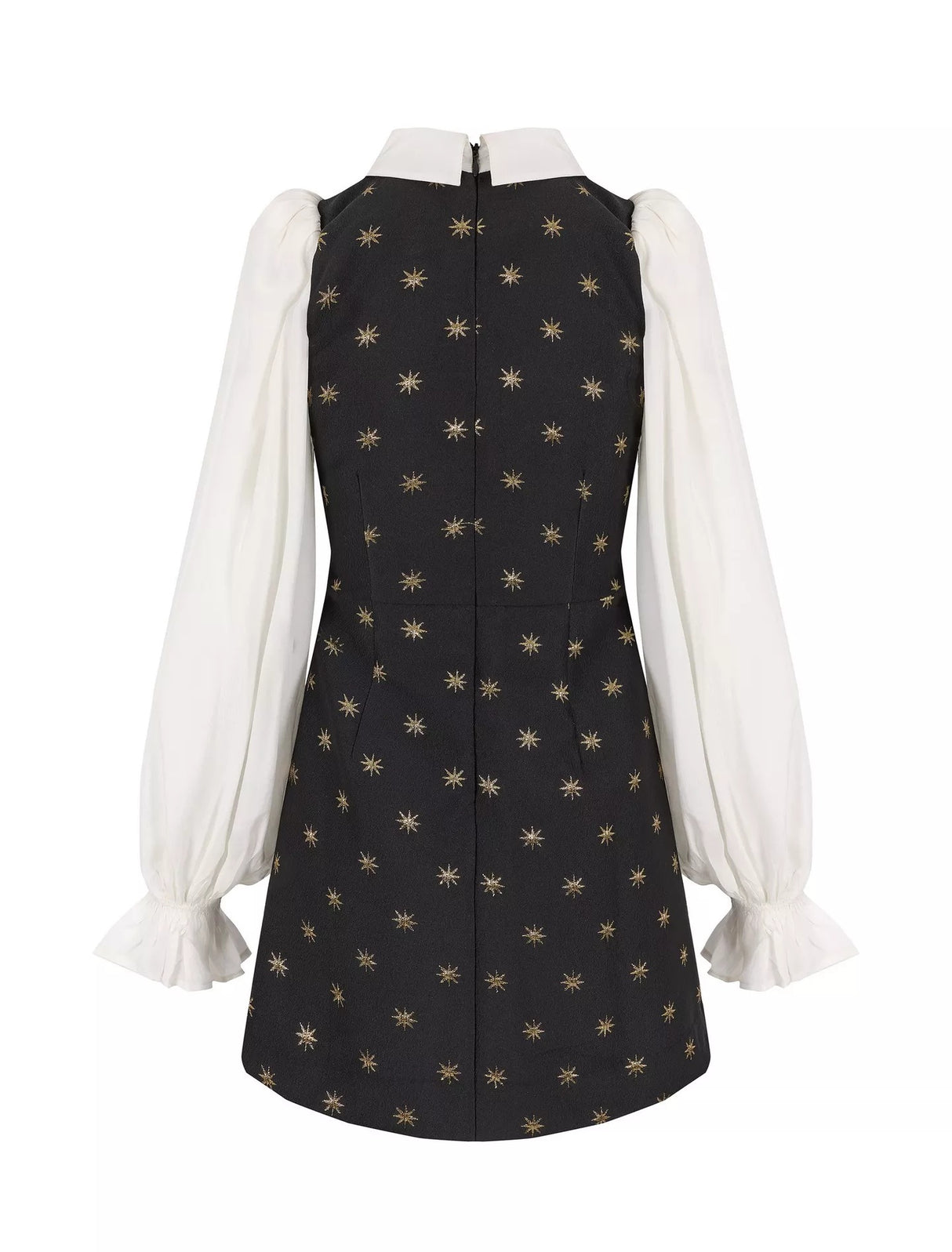 Queens of archive Mari Star Brocade Black/White Baloon Sleeve Mini Dress - M