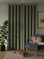 John Lewis Textured Pair Blackout Lined Eyelet Curtains 167 x 274cm - Sage - Kazoop