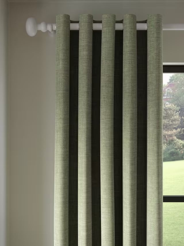John Lewis Textured Pair Blackout Lined Eyelet Curtains 167 x 274cm - Sage - Kazoop