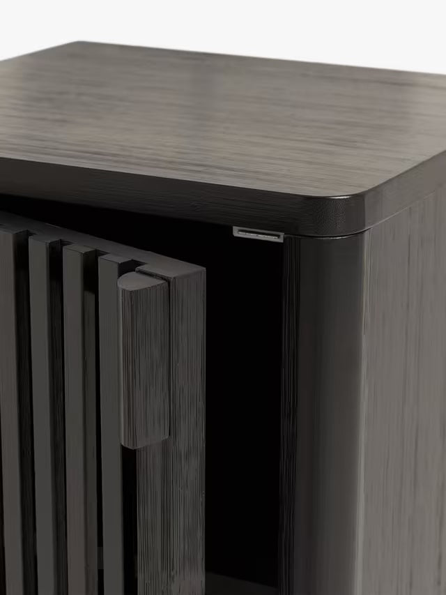 John Lewis Bamboo Slatted 2-Shelf Bathroom Floor Cupboard H85cm - Slate