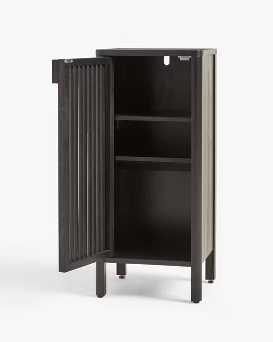 John Lewis Bamboo Slatted 2-Shelf Bathroom Floor Cupboard H85cm - Slate