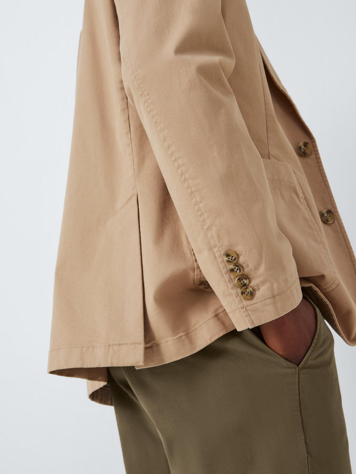 John Lewis Mens Cotton Regular Length Smart Casual Blazer Stone - Size S