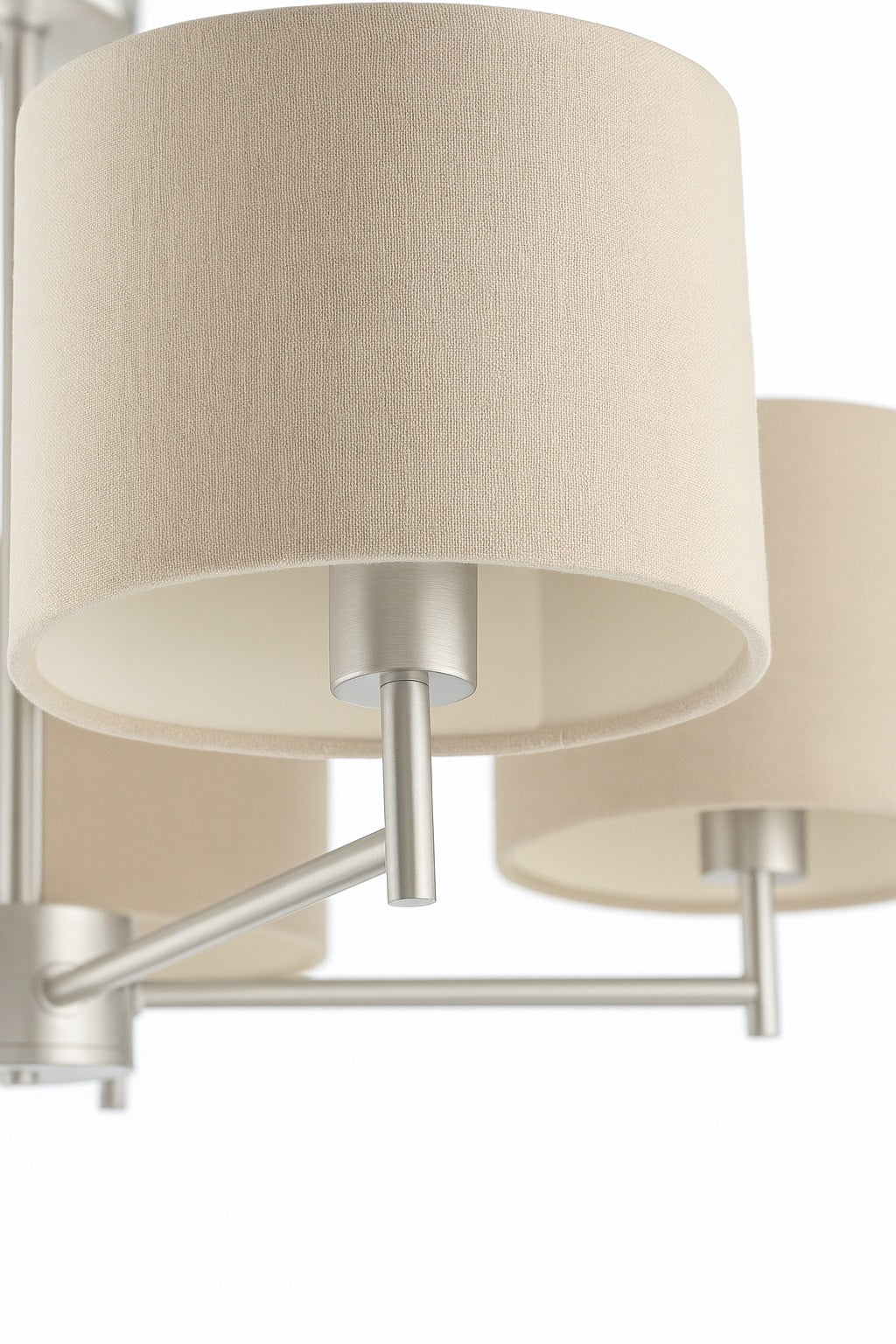 John Lewis Blakely 5-Arm Linen Shades Pendant Ceiling Light - Satin Chrome