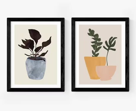 EAST END PRINTS Dan Hobday 'Plant Pot' Framed Prints 83 x 63cm - Black Frame