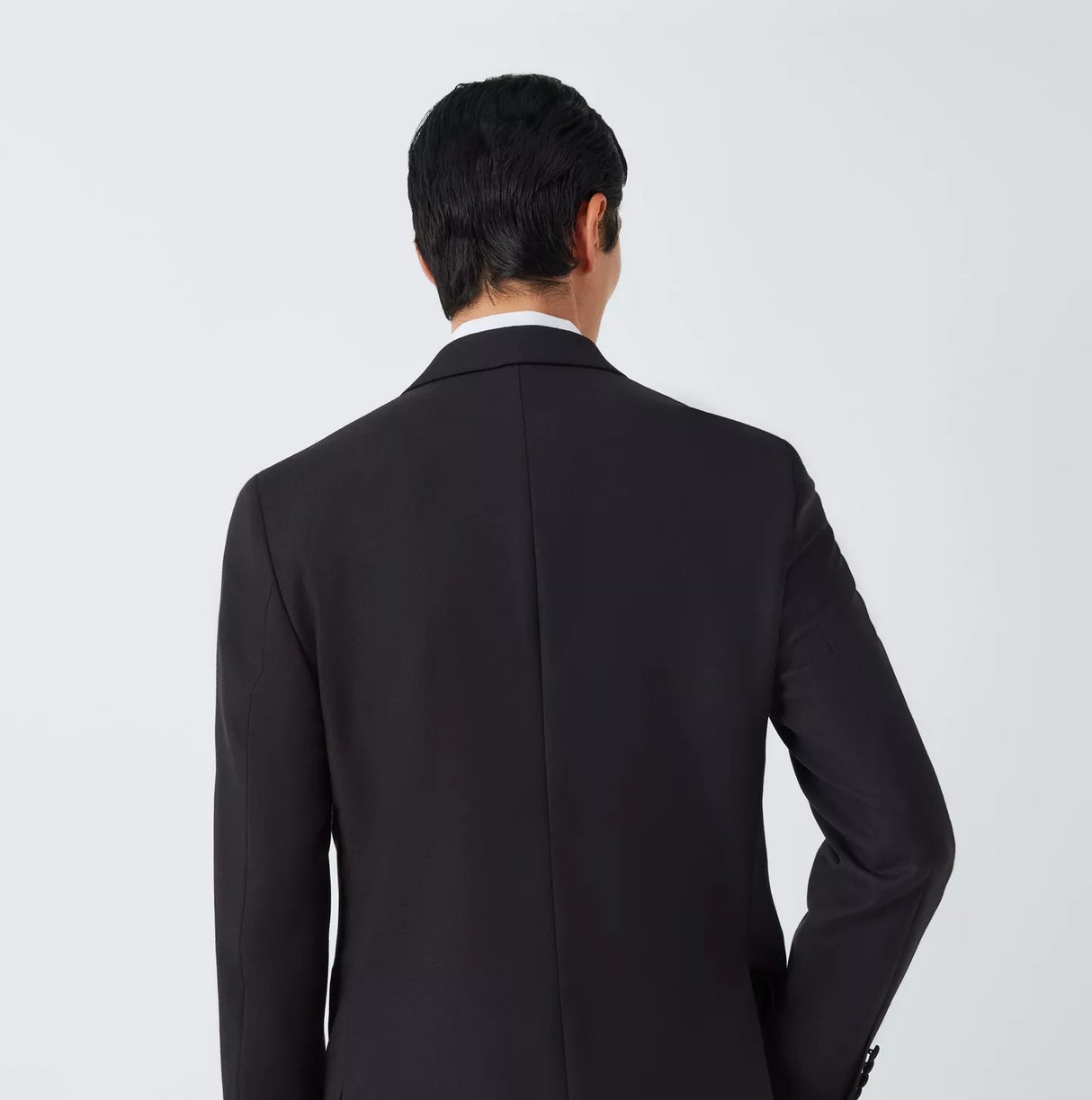 John Lewis Men's Basket Weave Regular Fit Peak Lapel Black Suit Jacket - 42R