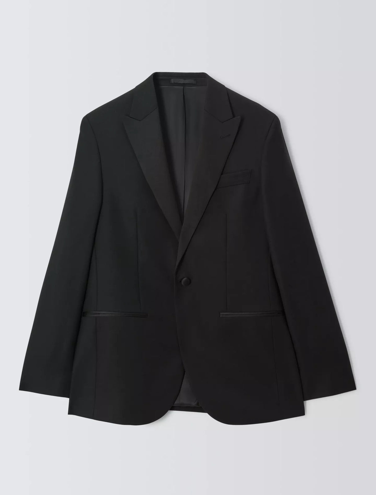 John Lewis Men's Basket Weave Regular Fit Peak Lapel Black Suit Jacket - 42R