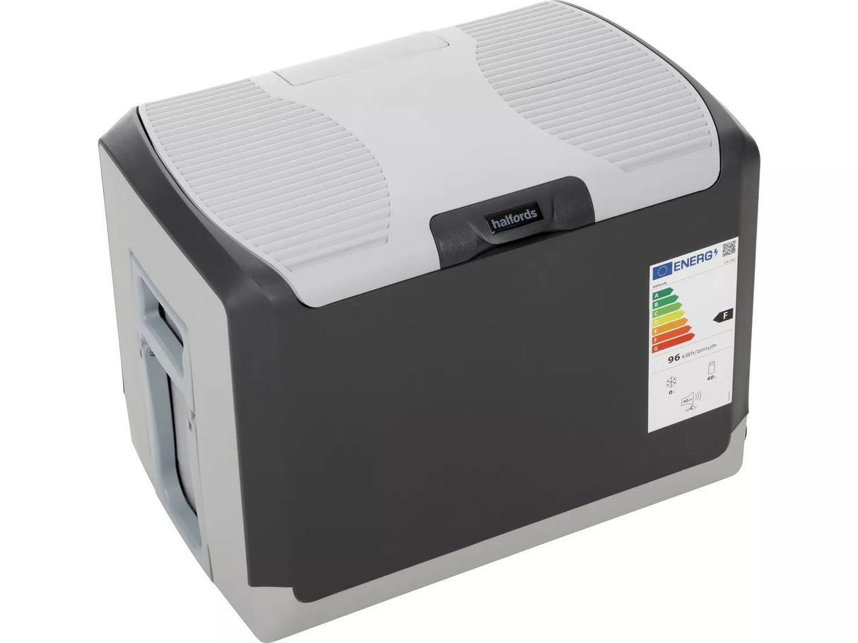 Halfords 40 Litre Mains & 12V/24V Portable Camping Electric Coolbox - Grey