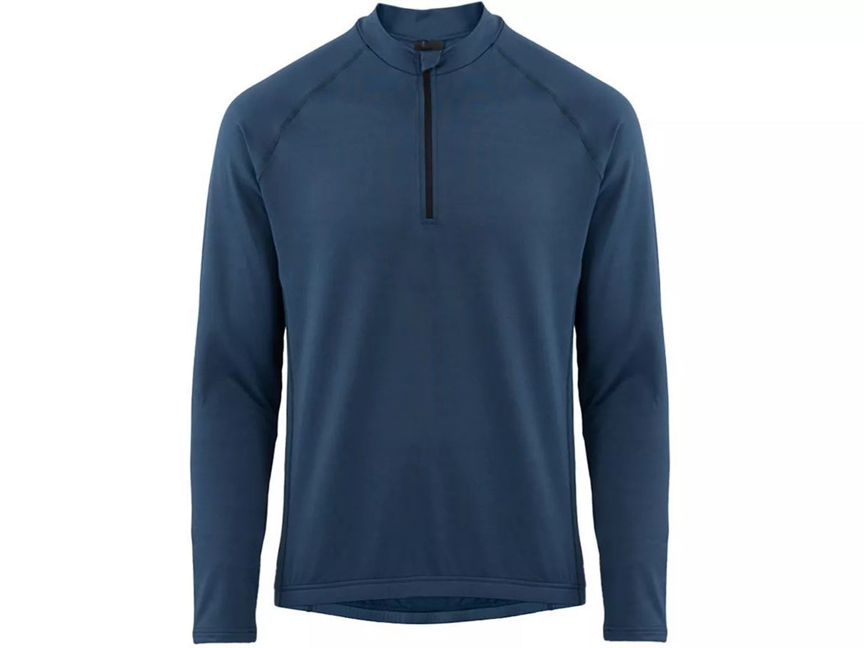 Ridge Mens Long Sleeve Quarter Zip Cycling Jersey - Dark Blue - Medium
