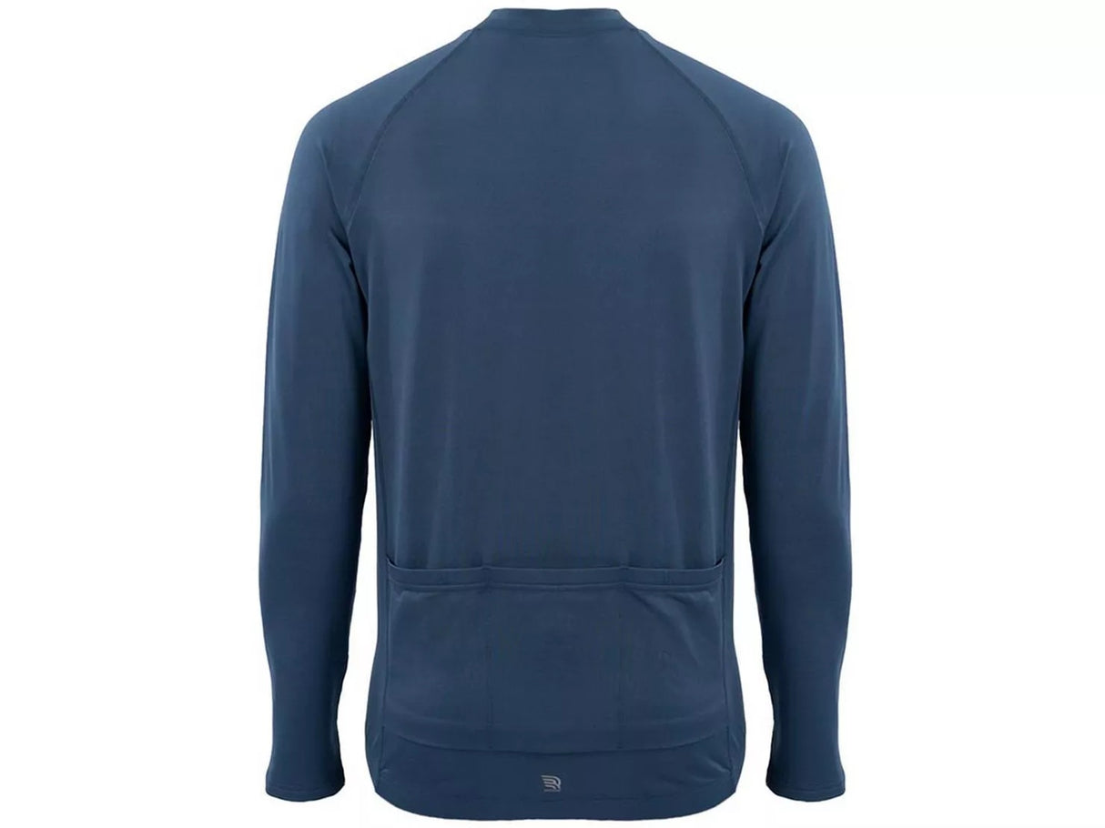 Ridge Mens Long Sleeve Quarter Zip Cycling Jersey - Dark Blue - Medium