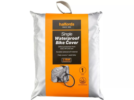 Halfords All Weather Waterproof Outdoor Universal Single Bike Cover - Silver