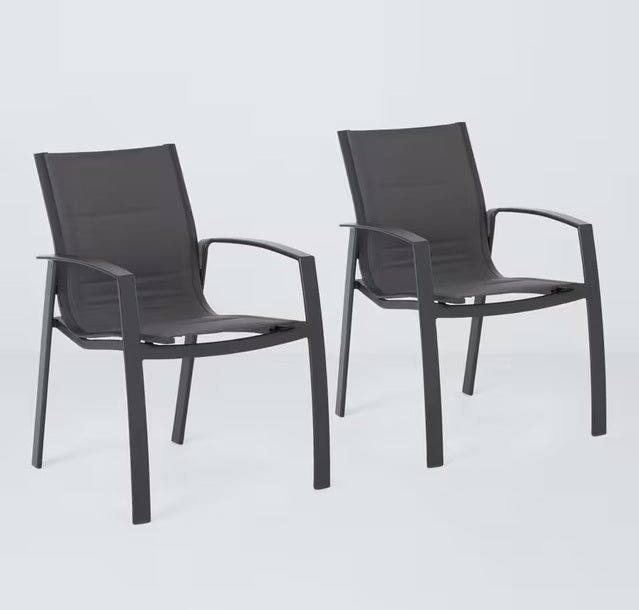 John Lewis Tampa Outdoor Garden Conservatory Dining Chair Set of 2 - Grey