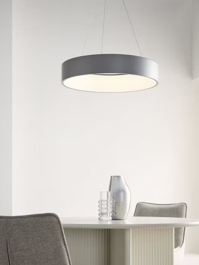 John Lewis Matteo 4000K Large Round Hoop LED Pendant Ceiling Light - Grey