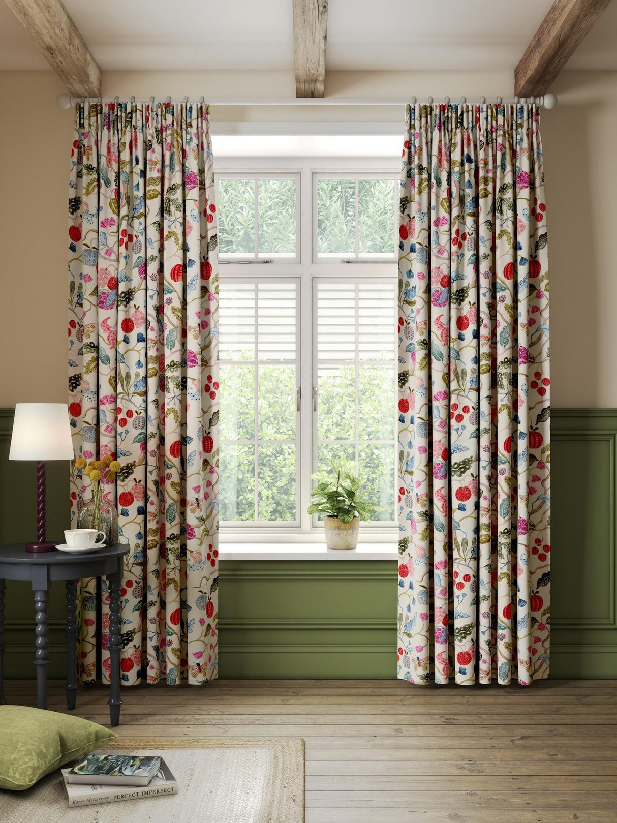 John Lewis Fruit Tree Print PP Pair Blackout Lined Curtains W228 x 182cm