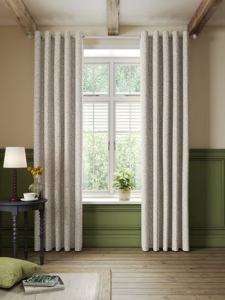 John Lewis Hidcote Weave Floral Pair Lined Eyelet Curtains 228 x 228cm Putty