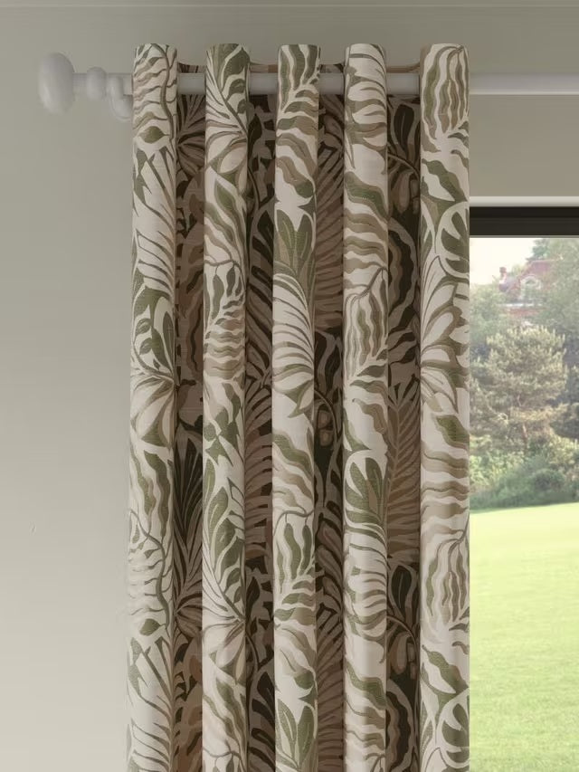 John Lewis Caladium Pair Lined Eyelet Curtains W167 x Drop 228cm - Avocado