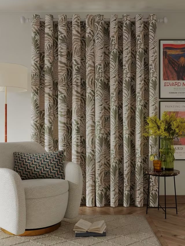 John Lewis Caladium Pair Lined Eyelet Curtains W228 x Drop 182cm - Avocado