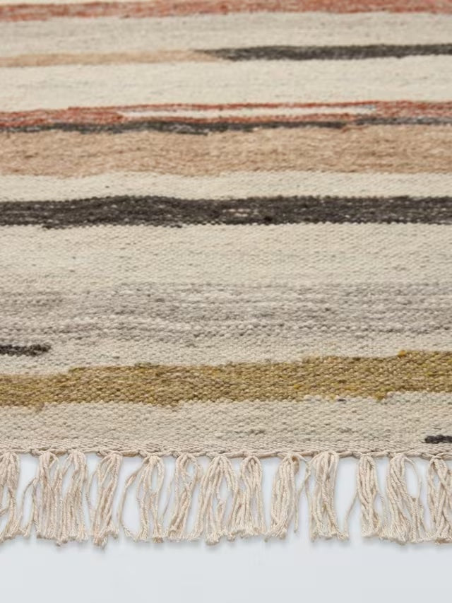 John Lewis Abstract Stripe Flatwoven Wool Rich Rug L150 x W90cm - Multi