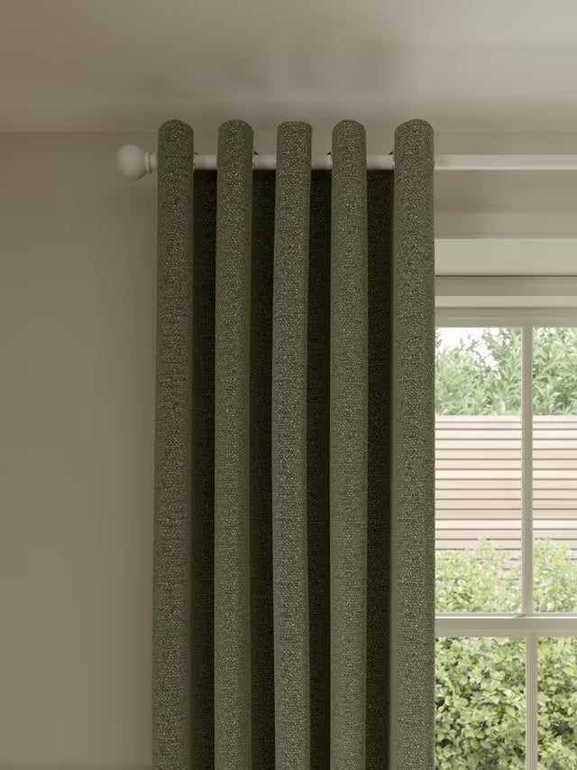 John Lewis Textured Boucle Lined Eyelet Curtains W167 x D182cm - Avocado