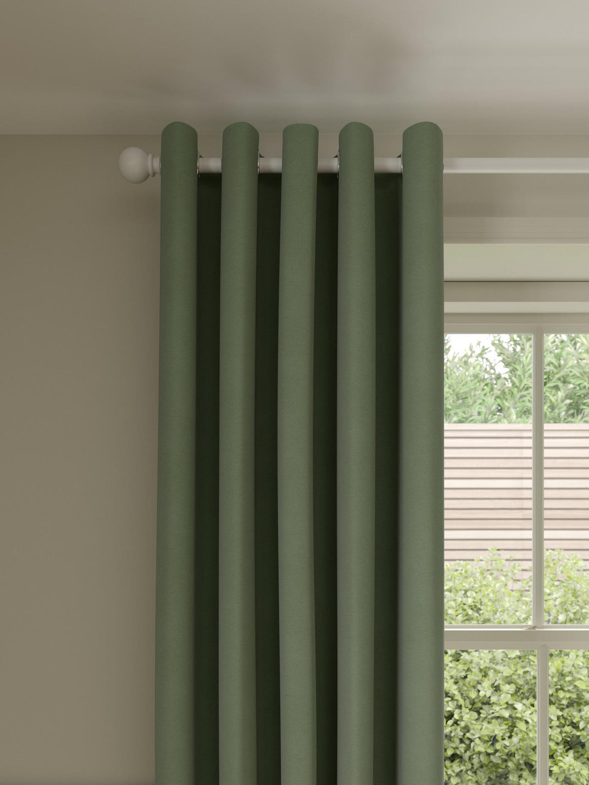 John Lewis Pure Cotton Pair Lined Eyelet Curtains Myrtle Green W228 x 228cm