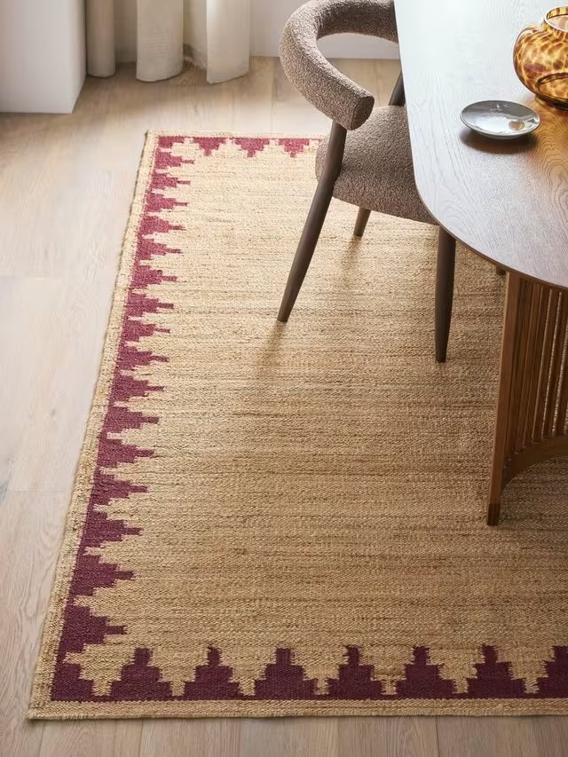 John Lewis Stepped Chevron Rectangular Jute Rug 180 x 120cm - Red/Natural